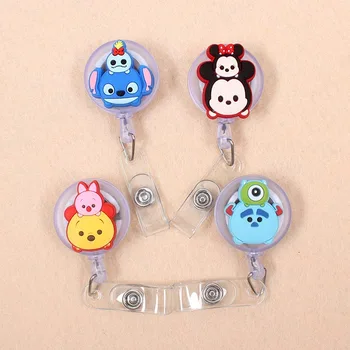 

New Cartoon 60cm Silicone Double Animal Retractable Identity Badge Reel Student Nurse Exhibition Enfermera Name Card Chest