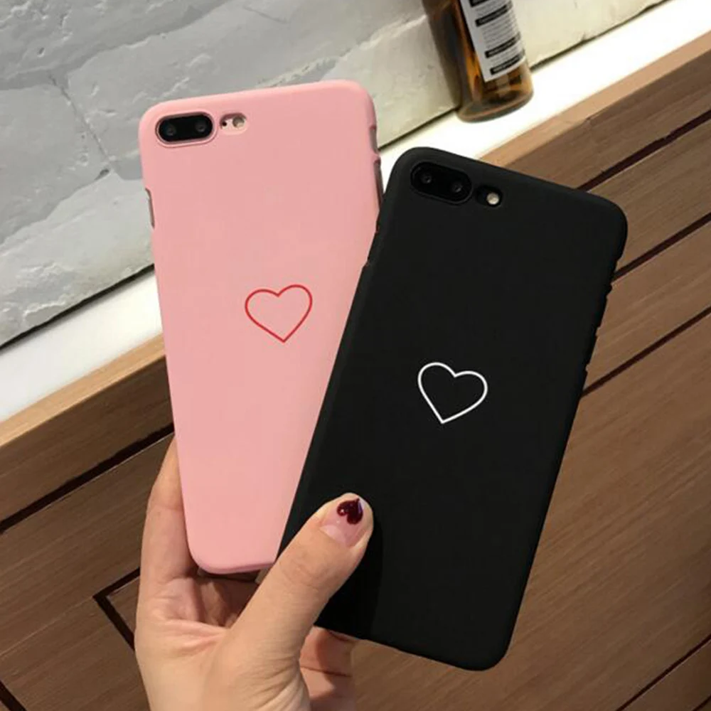

Cute Pink Black Love Lovers PC Hard Plastic Phone Case Cover Fundas Coque For iphone 6 S 7 7Plus 6S 6Plus 8 8Plus X 5 S 5S SE