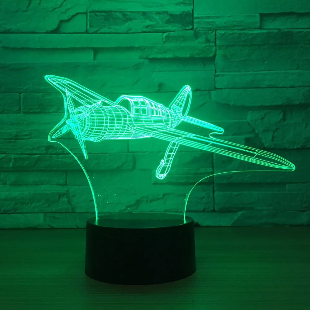 Propeller Aircraft 3d Lamp 7 Color Led Night Lamps For Kids Touch Led