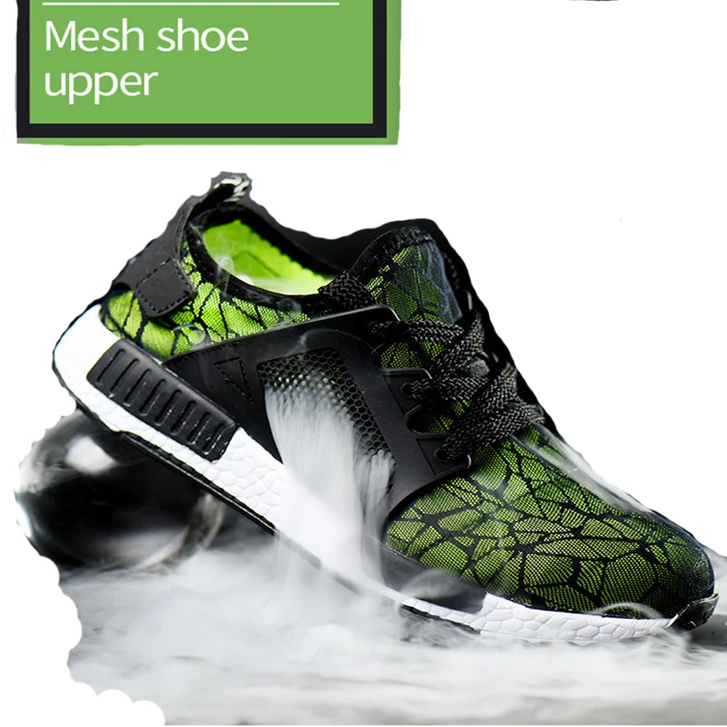 

Summer Men Casual Steel Head Safety Shoes Mesh Breathable Stitching Sneakers Work Shoes Anti-Smashing Puncture Steel Toe Shoes