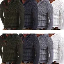 Модный пуловер с капюшоном, свитер, повседневное Мужское пальто, вязанное, облегающее, утолщенные, теплые свитера