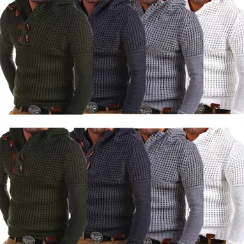 

Fashion Pullover Hooded Sweater Casual Men Coat Knit Slim Fit Thicken Warm Sweaters