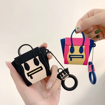 

For AirPods Case Silicone Cute 3D Handbag Earphone Case For Airpods 2 Headphone Case for Apple Air pods Cover Earpods Ring Strap