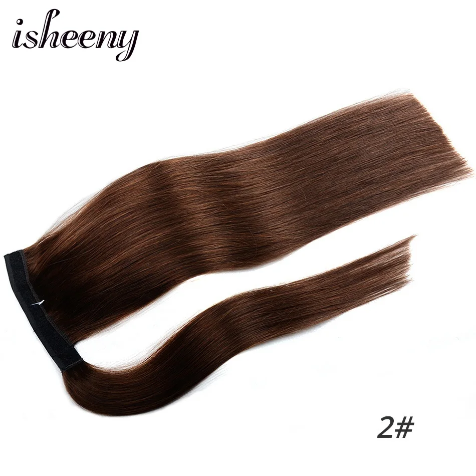 #2 Конский хвост Remy человеческие волосы 1" 18" 2" прямые волосы 60 г натуральные волосы на заколках для наращивания - Цвет: #2