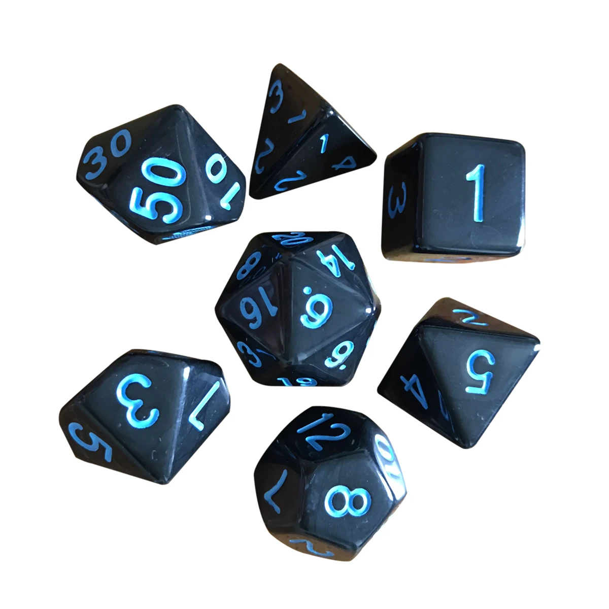 Mayitr New 7Pcs/Set Multi-sided Dice Game Dungeons & Dragons Polyhedral Alloy Dice Set Nickel Black 3 Colors
