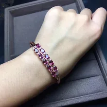 Натуральный Красный Гранат Драгоценный Камень Браслеты Натуральный браслеты из драгоценных камней S925 Серебряный браслет Мода Роскошный двухрядные вокруг шеи отличное Женское Ожерелье Свадебные украшения