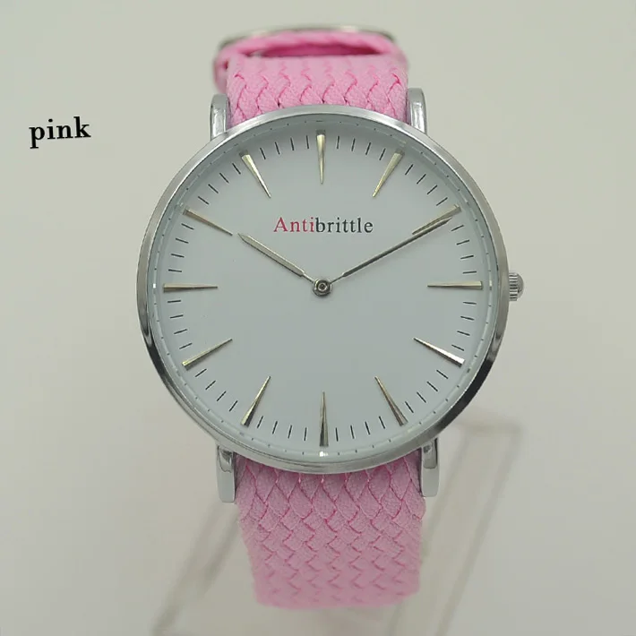 

Fashion Luxury Quartz Nylon Men Watch Woman 40mm Waterproof Wristwatch Silver PU Steel Real Leather Band Antibrittle Brand 2016