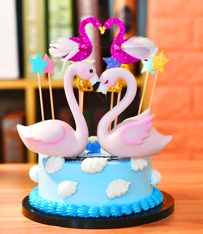 Вечерние украшения в виде фламинго, украшения для торта, украшения для вечеринки в честь Дня рождения, свадьбы, вечеринки, Детские сувениры, вечерние украшения «сделай сам»