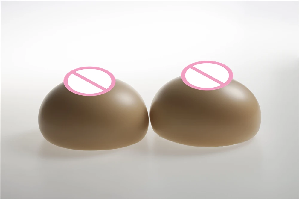 

2400g/pair Cup G Crossdressing Silicone Breast Forms Men Transgender False Boob Brown Color