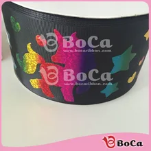 Горячая Распродажа 50 ярдов 75 мм(3 дюйма) Радуга Единорог Голографическая лента grosgrain с заказом принять