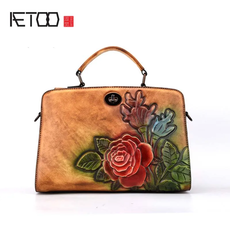 AETOO New lady vintage rubbing process Shoulder Messenger bag trendy fashion flowers first layer of leather handbags flowers цена AETOO New lady vintage rubbing process Shoulder Messenger bag trendy fashion flowers first layer of leather handbags flowers цены онлайн
