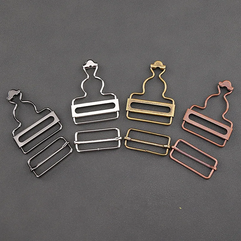 

20sets/lot 32MM/45MM Ribbon Slip Buckle Suspenders Adjustable Metal Buckle Webbing Slider Tri Glide Sewing Materials