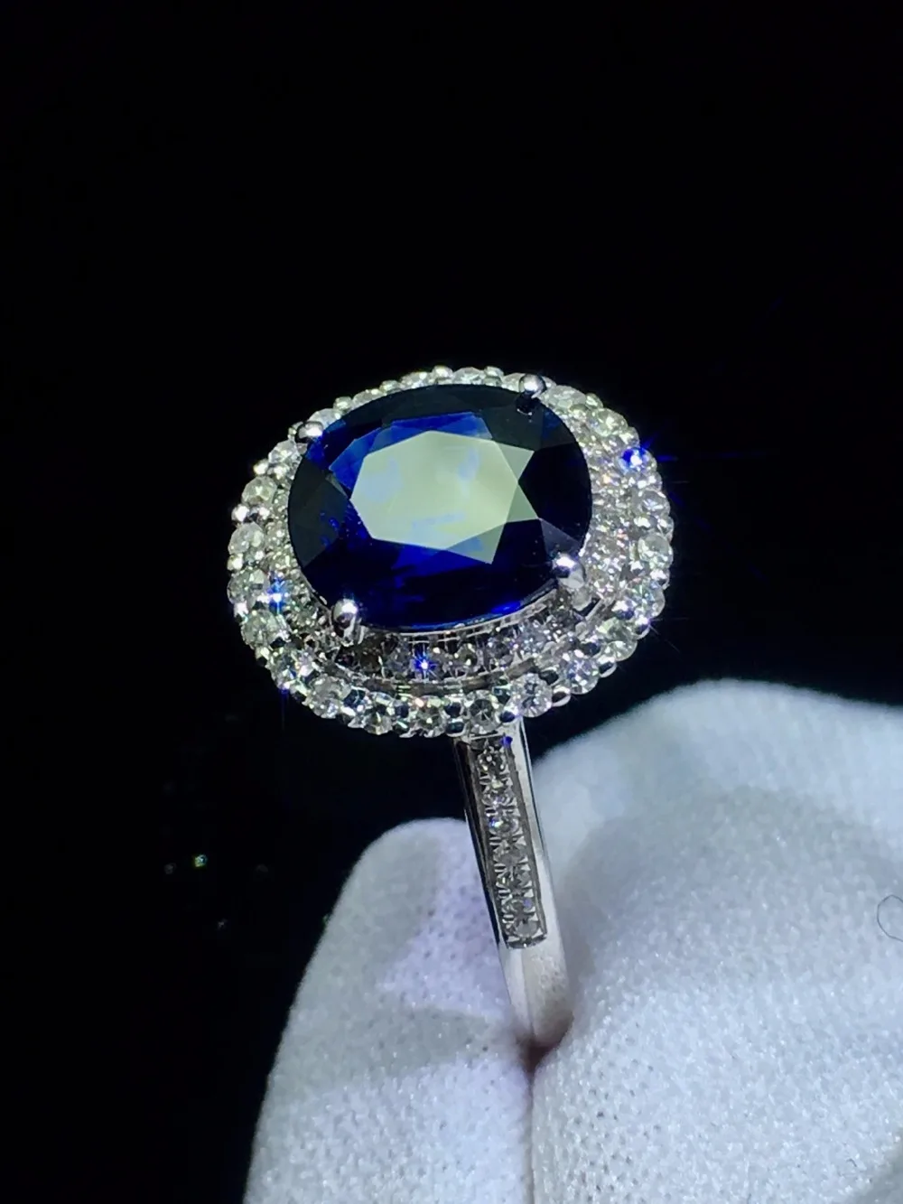 Ювелирные изделия из сапфира кольцо натуральный 1.48ct драгоценный камень, синий сапфир чистый 18 K золото ювелирные изделия для женщин Кольца Бриллианты