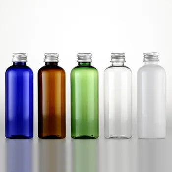 

30pcs X100ml clear empty plastic bottles with aluminum caps for cosmetics packaging,bottle containers travel PET empty with lids