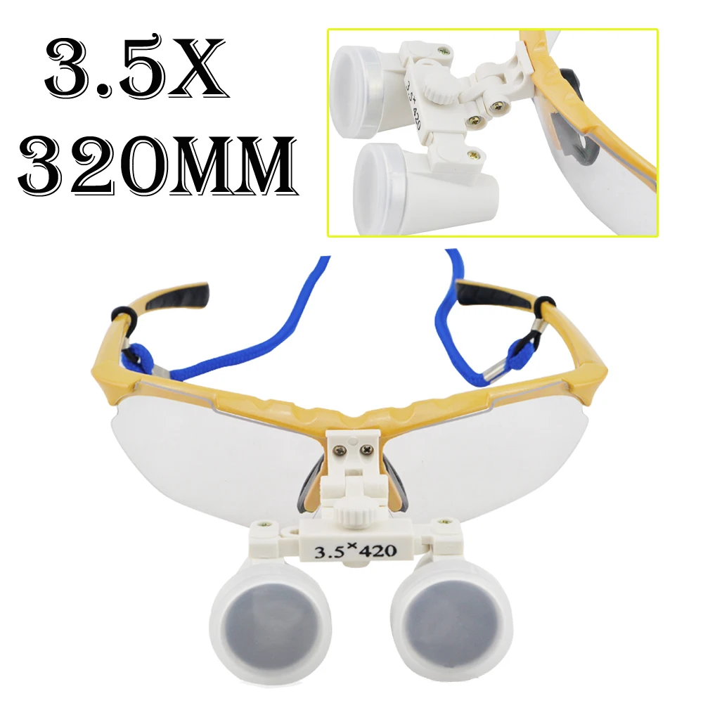 

Yellow Dental Supply 3.5x320mm Dentist Dental Surgical Medical Binocular Loupes magnifying glass +Portable LED headlight lamp
