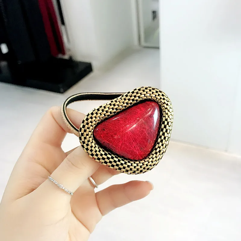 Triangle metal hair rope rubber band color retro hair ring head rope flowers chic elastic hair band fashion hair accessories gum