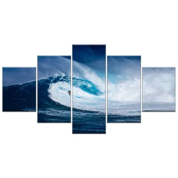 

5 Panels Ocean Wave Wind Surfer Canvas Painting Home Decor for living room Canvas Art Printed on canvas Wall Pictures