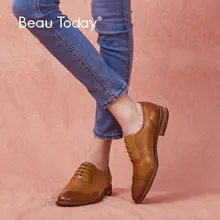 BeauToday/оксфорды; женские броги в стиле ретро; Туфли-Броги из мягкой телячьей кожи; брендовые туфли-броги ручной работы на плоской подошве со шнуровкой; 21412