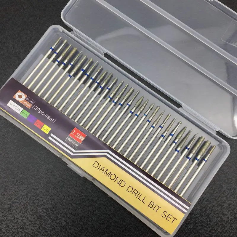 

30 PCS/Set Diamond Cuticle Nail Drill Bits Milling Cutter Rotary Electric Machine Manicure Drill Equipment for Nails Art Tools