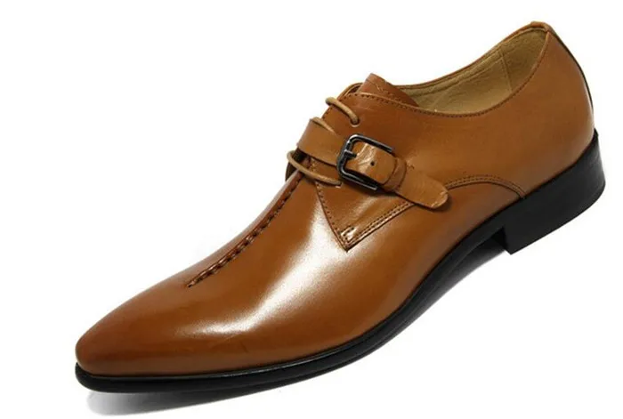 Модная обувь в британском стиле на не сужающемся книзу массивном каблуке простые кожаные мужские деловые мужские туфли с пряжкой на ремешке с острым носком - Цвет: Бордовый