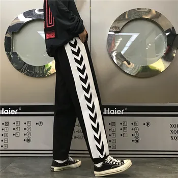 

Harajuku Women Pants Arrow String Print 2019 New Fashion Ulzzang Loose Casual Stitching Long Trousers for Female