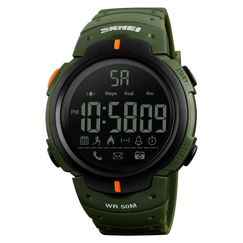 Для мужчин и женщин спортивные цифровые часы водонепроницаемые 50 м Смарт Bluetooth дисплей Военная Электроника наручные часы Relojes многофункциональные - Цвет: Army Green