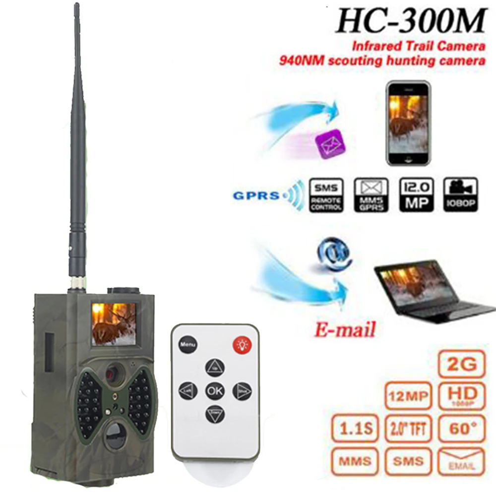 HC300M 12 м охотничья ловушка камера HD 1080P Цифровая скаутская тропа Камера GPRS MMS GSM 940NM