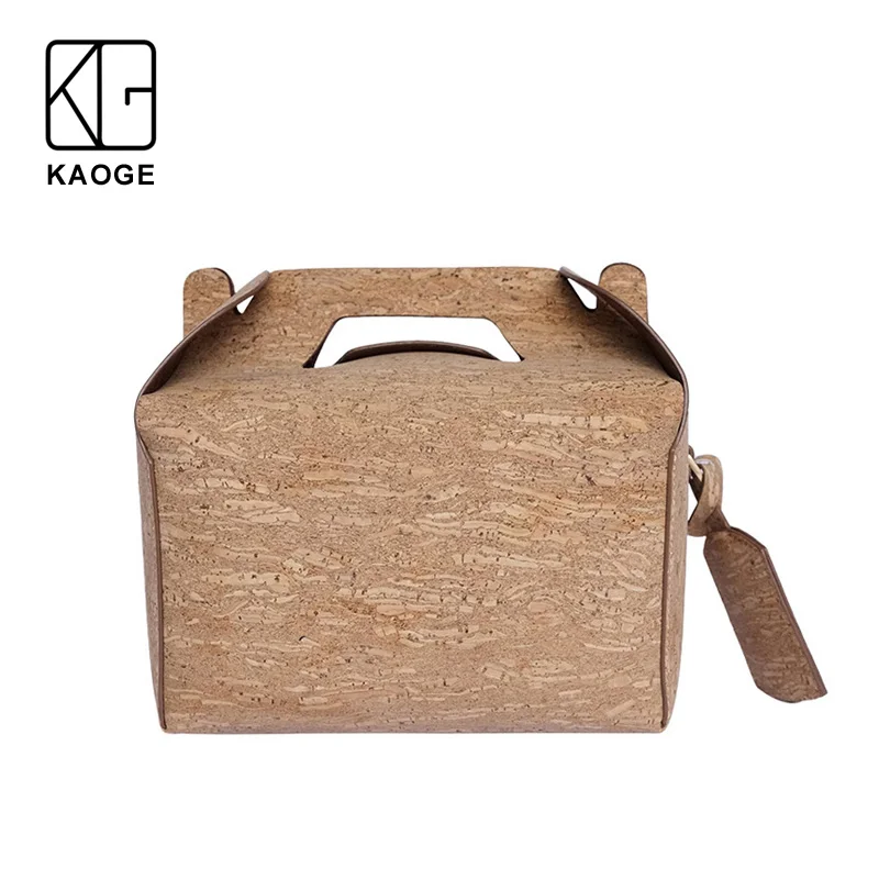 

KAOGE Vegan Luxury Lunch Bag Handmade Natural Cork Vintage Handbags Cake Crossbody Bag Shoulder Bags