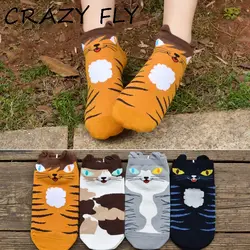 CRAZY FLY новые женские короткие носки Kawaii Cat с животным принтом 3D Harajuku Мультяшные носки повседневные дышащие Хэллоуин хлопковые носки