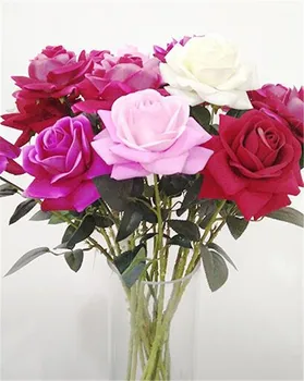 

100pcs Velvet Rose Flowers Simulated Fake Single Stem Roses for Wedding Party Artificial Decorative Flowers