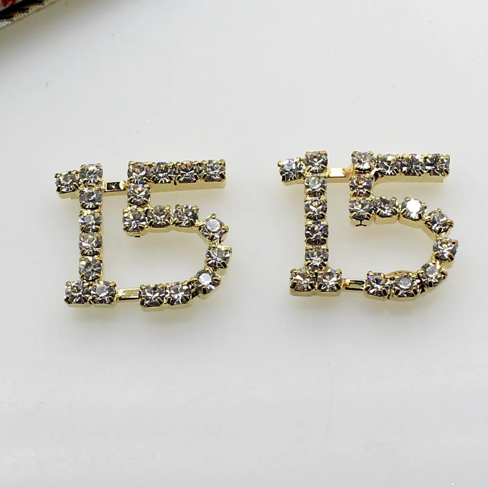 2017 New Fashion 10Pcs/Lot 15MM 15th Gold Rhinestone DIY Birthday party Accessories Invitation Card Decoration Wholesale Cake | Дом и сад