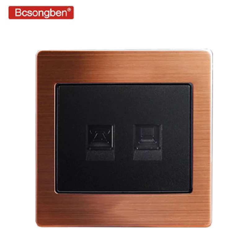 Type 86 Luxurious Rose gold black wall weak electricity socket