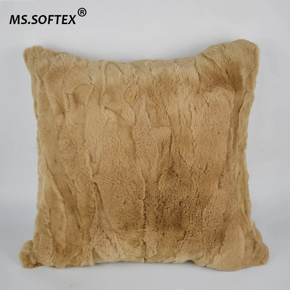 MS. Softex натуральный мех Лоскутная наволочка для подушек настоящий кролик меховая подушка чехол Мягкая плюшевая наволочка украшение дома