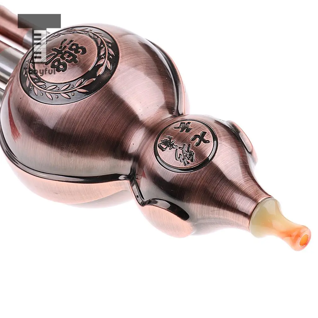 Tooyful Chinese Hulusi Drawing Gourd Cucurbit Flute Key of C Professional Ethnic Wind Musical Instrument for Beginners