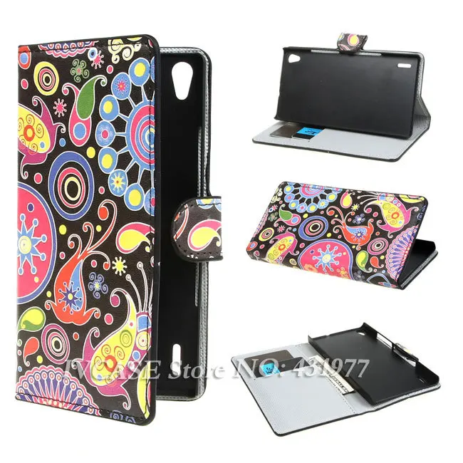 Magic Flower 282 Wallet Leather Flip Stand Case Cover For Huawei Ascend P7 Free shipping |