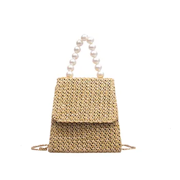 

Women Joker Crossbody Fashion One Shoulder Drawstring Dumplings Hand-woven Pearl Lady Shoulder Flap Mini Bags Crossbody