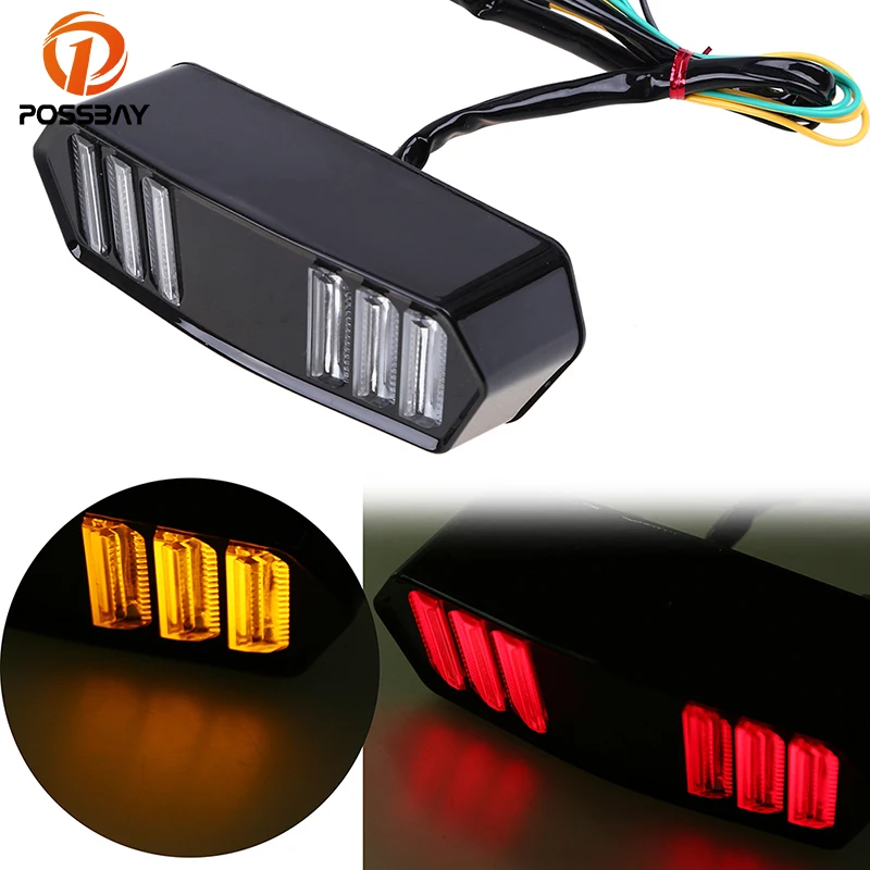 POSSBAY Motorcycle Taillight Turn Signals Dirt Bike Motocross Brake