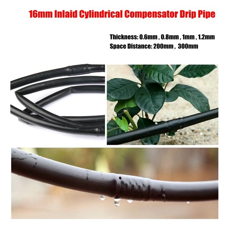 

20m 16mm Garden Irrigation Drip Pipe Round Tube Greenhouse Micro Irrigation Hose Insert Compensation Emitter Farm Watering Line