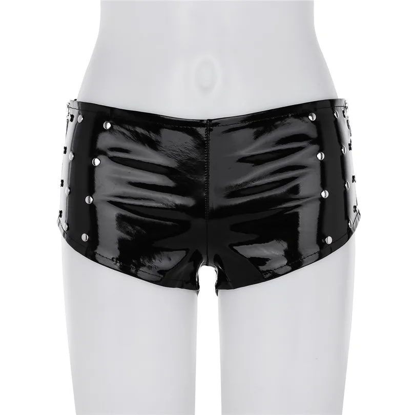 Новое поступление модные женские шорты Wetlook из искусственной кожи размер молния