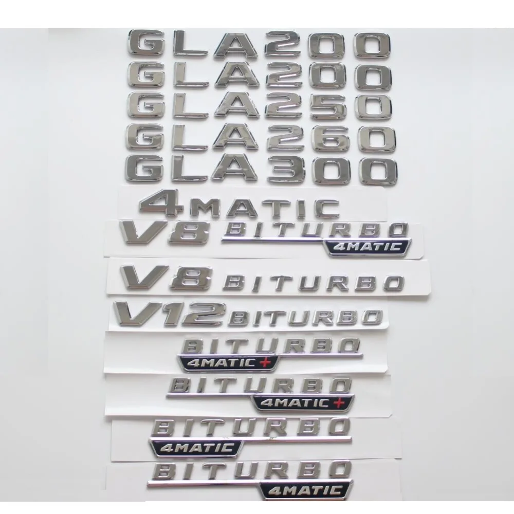 

Newest Chrome ABS Rear Trunk Letters Badge Badges Emblem Emblems Sticker for Mercedes Benz GLA Class GLA250 2017