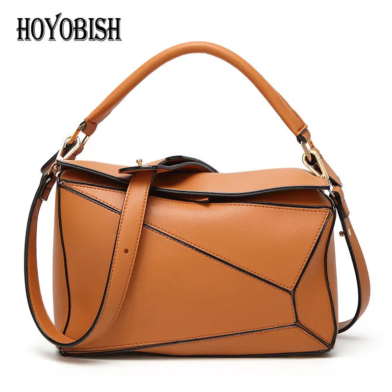 

HOYOBISH Hot Spring Geometric Patchwork Handbags For Women Famous Brand Crossbody Messenger Bags Pillow Shape Shoulder Bag OH107