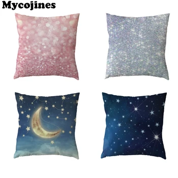 

Hot Sale Star White Cushion Cover Moon Stars Pink Starry Cherry Blossom Living Room Sofa Children's Bedroom Decor Pillowcases