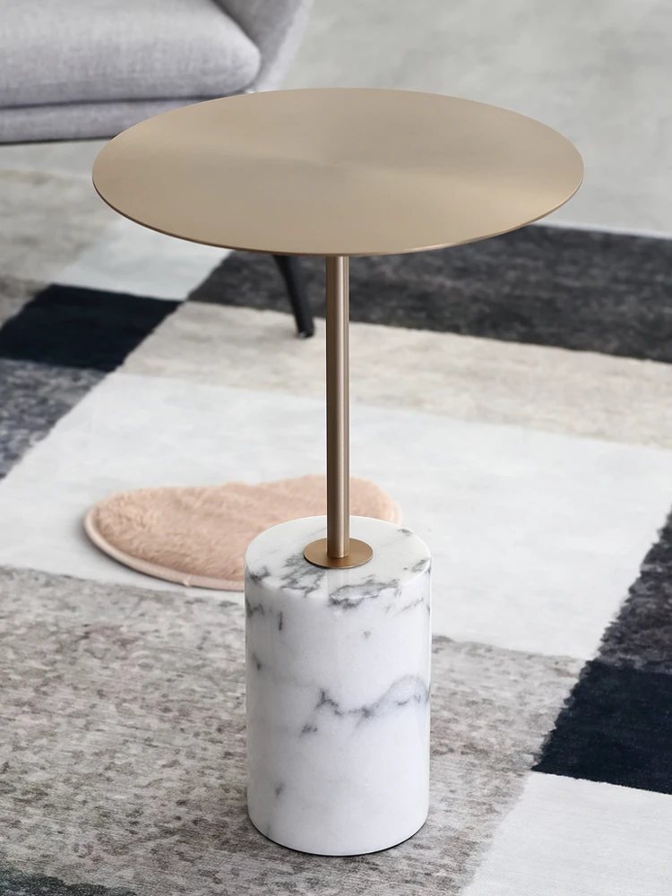Marble side table Nordic modern minimalist designer model room balcony living room cafe small rounded corner table Marble side table Nordic modern minimalist designer model room balcony living room cafe small rounded corner table