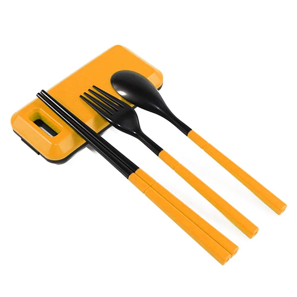 orange ABS пластиковая посуда портативная дорожная посуда палочки для еды Ложка Складной ABS Красивая Складная посуда походная посуда - Цвет: orange