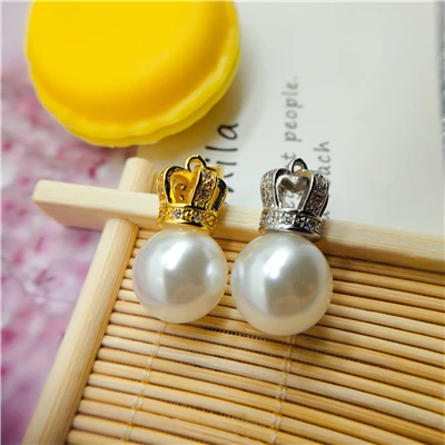 

Luxury Crown Pearl Pendant Necklace Accessory Lady Pearl Pendant Chain Jewelry Findings 14mm