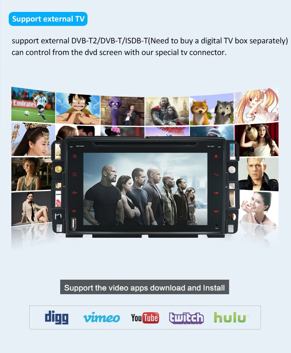 Perfect 1024*600 Octa Core Android 9 Car DVD Player For GMC Yukon Savana Sierra Tahoe Acadia Denali Chevrolet Chevy Radio GPS Stereo SWC 19