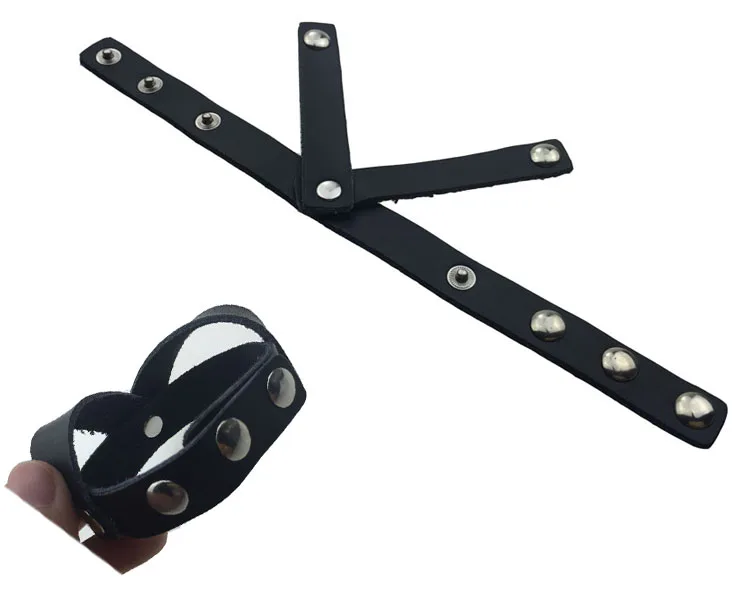 Genuine Leather Rivet Penis Rings With Scrotum Rings To Lock Sperm And