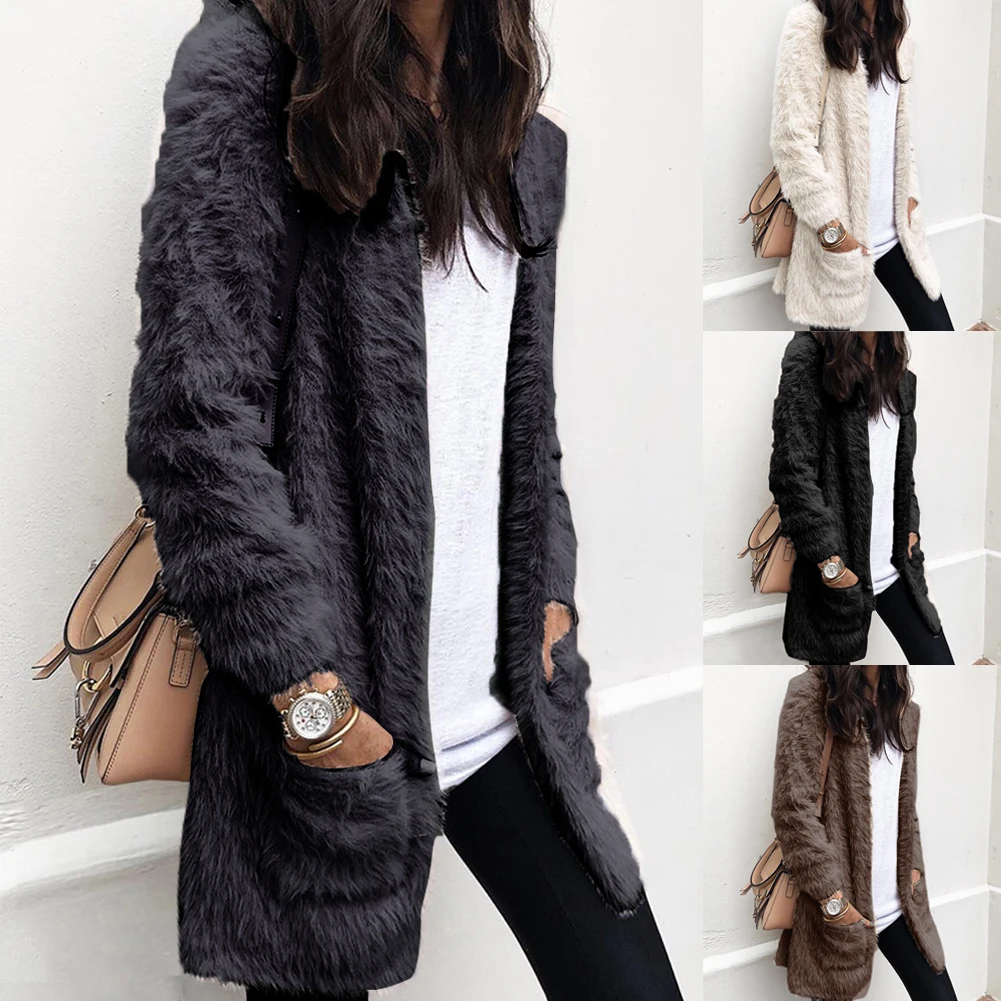 Зимнее женское теплое пальто с плюшевым мишкой, кардиган, Женское зимнее плотное пальто, куртка, верхняя одежда, открытая стежка