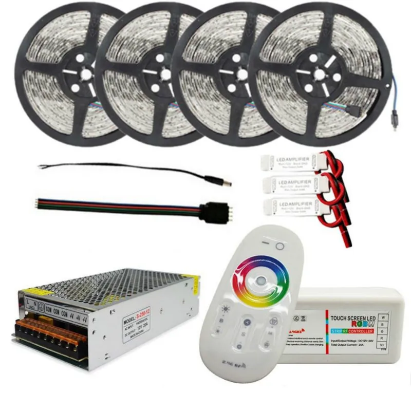 

4x5M SMD5050 Non-waterproof LED Strip Light+2.4G RF Remote Controller+DC12V Lighting Transformer