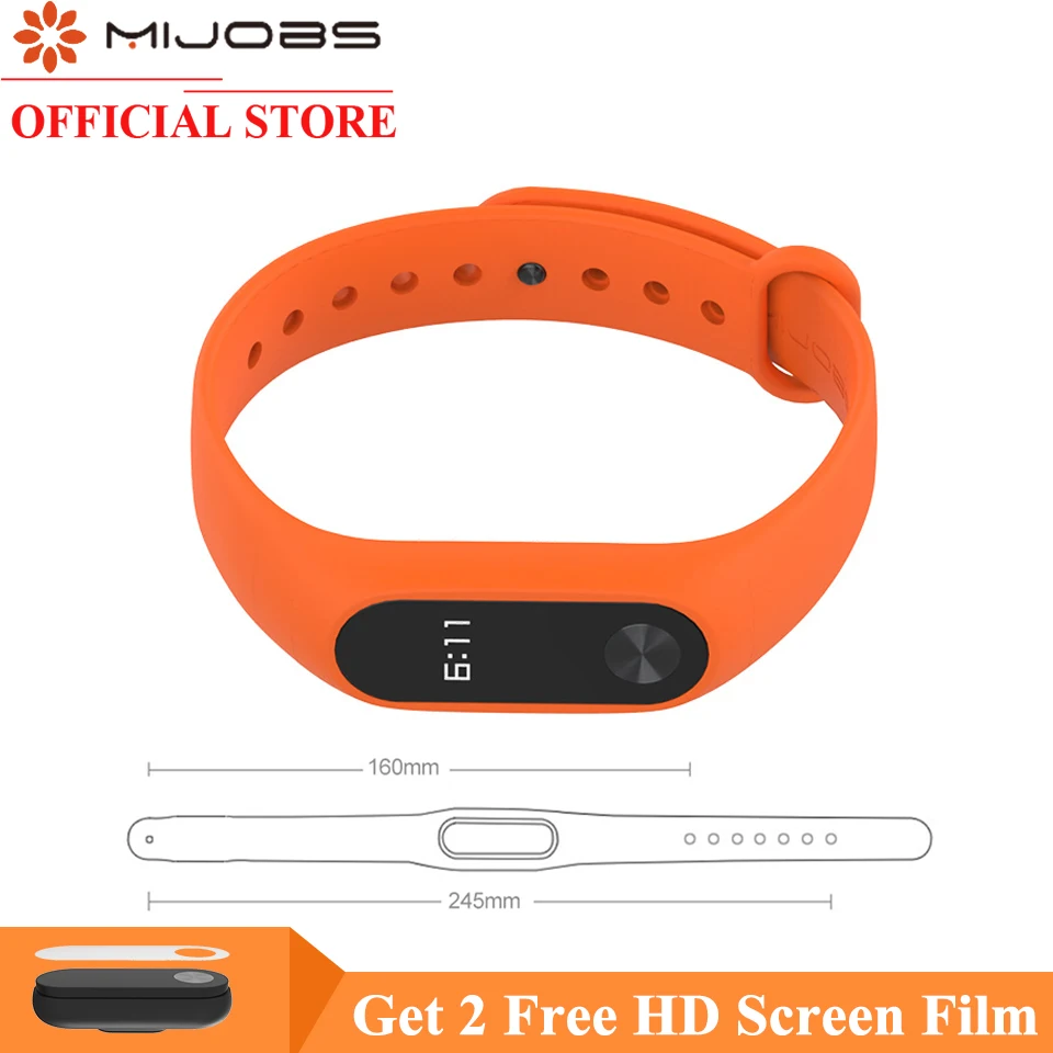 

Mijobs Lengthened 160mm~245mm Colorful Silicone Wrist Strap Bracelet Smart Watch for Xiaomi Mi band 2 Wristbands Miband 2 Strap